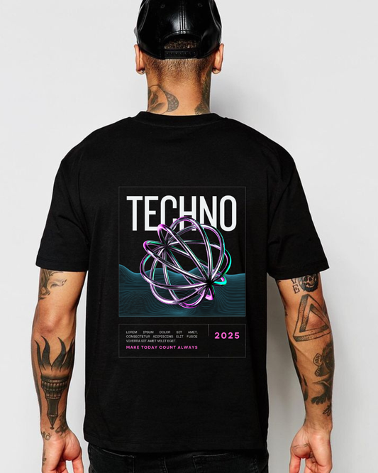 Techno wave black tee
